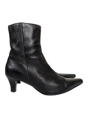 Roberto Vianni Leather Kitten Heel Calf Boots Size EU 38 Black Formal